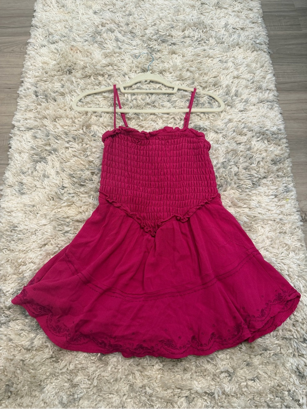 Girls Fuchsia Smocked Sundress with Spaghetti Straps